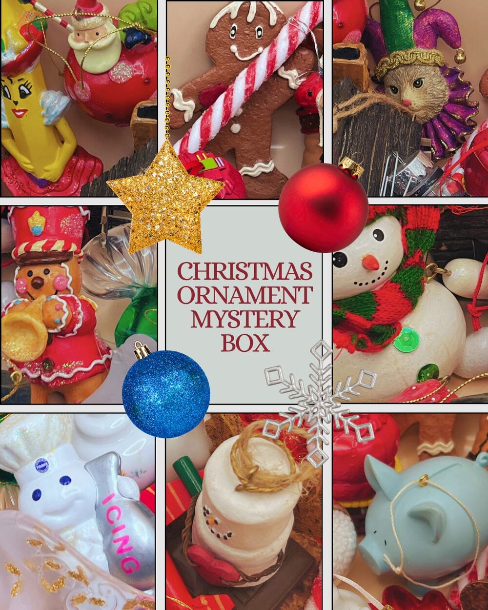 Christmas Ornament Mystery Box Vintage Lot Figural Holiday Ornaments Curated Fun